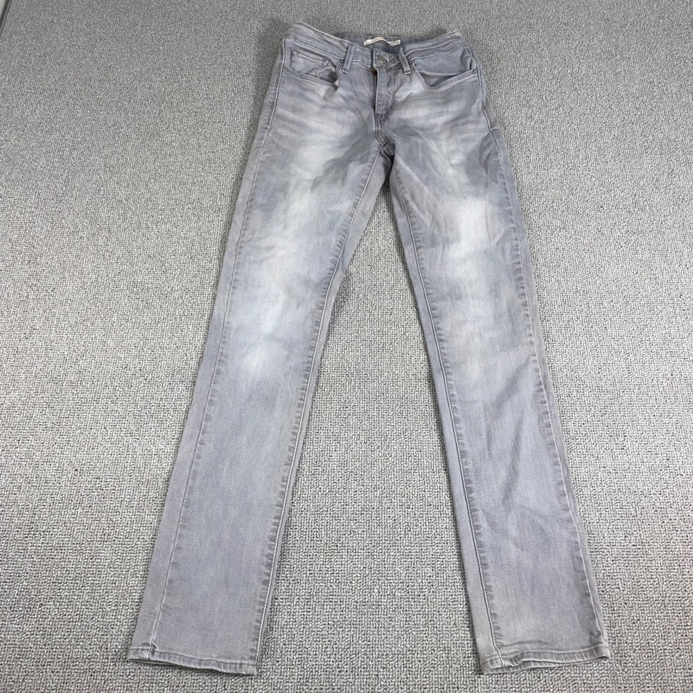 Levi Strauss Mid Rise Skinny Jeans Womens 27 Gray Denim Stretch Casual 23x30 EUC